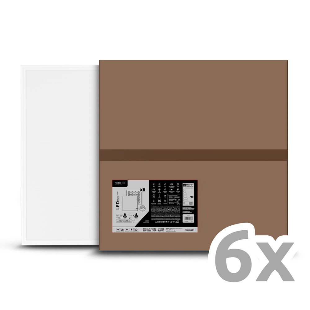Modee Pannello a LED retroilluminato 600x600mm MODEE driver 36W (3600 lumen) UGR<22 P6